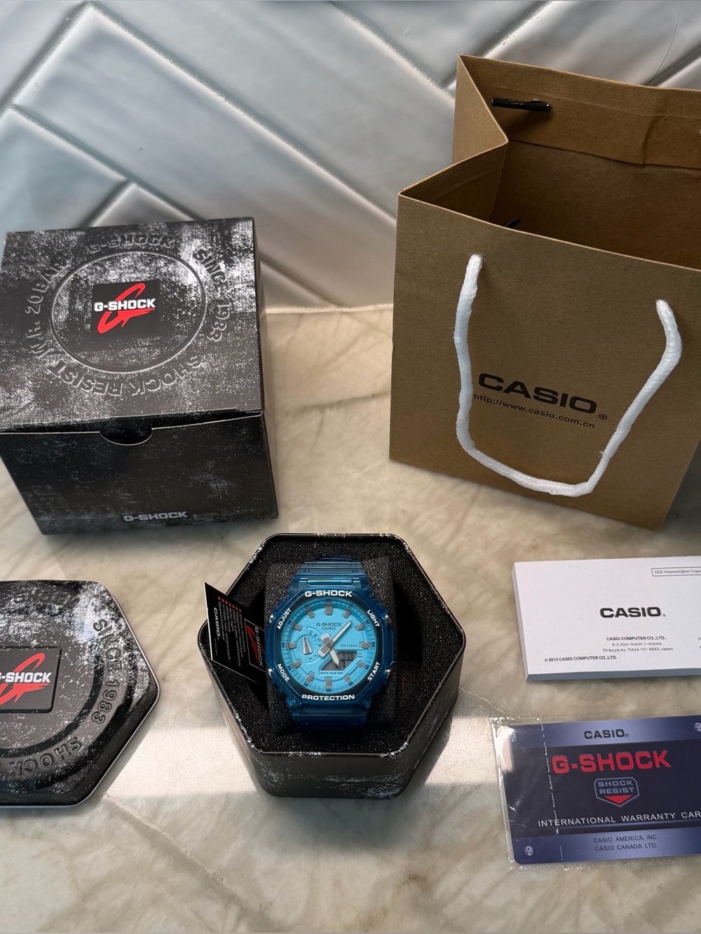 Casio G-Shock clear Blue Turquoise Resin Sport Watch